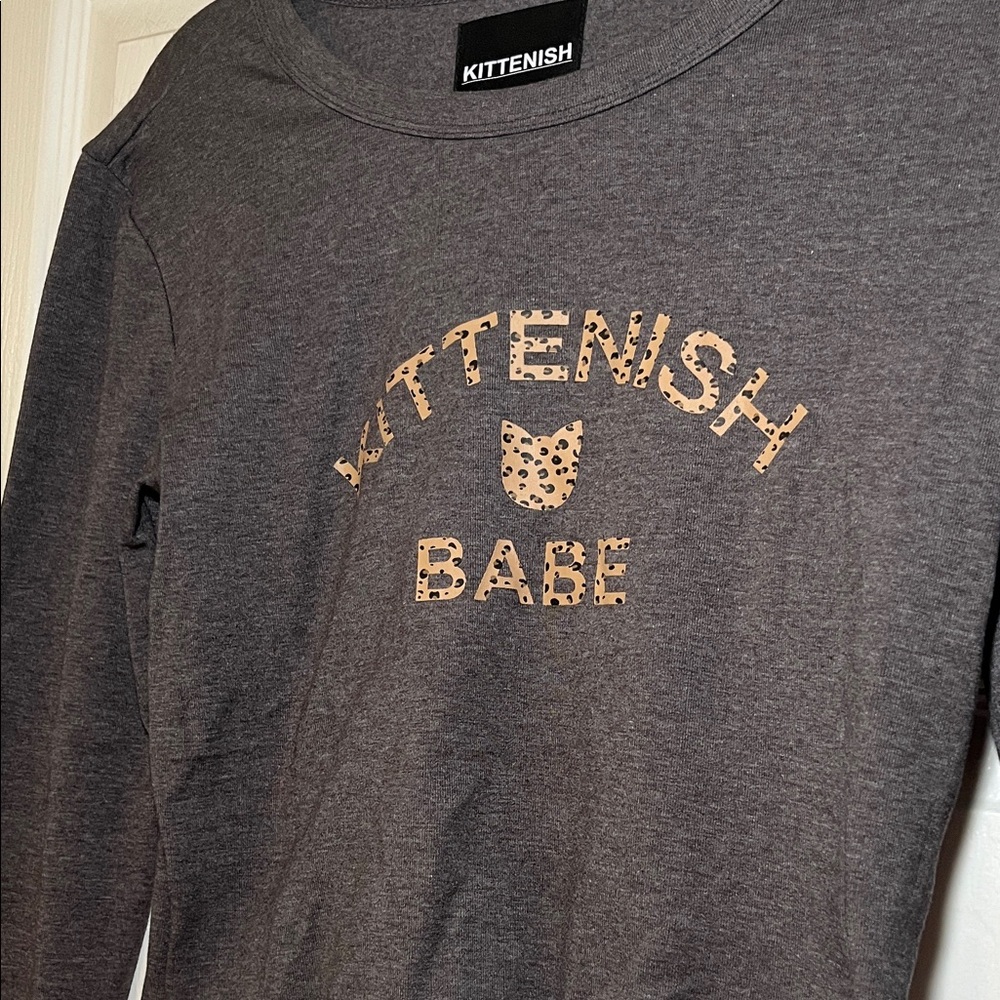 Kittenish Charcoal Long Sleeve Crop Top - Picture 3 of 6